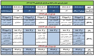 جدول زمانبندی  حذف و اضافه نیمسال اول 1403-1402